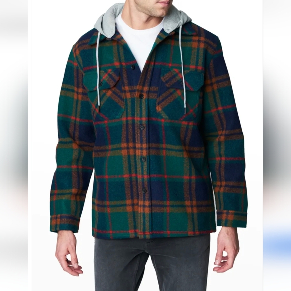 NWT BlankNYC Men's Plaid Jacket - Green and Blue